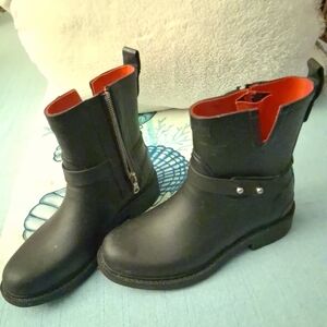 Rag & Bone Black Boots with Red Accent